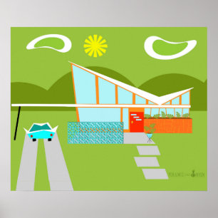 Retro-Palm-Springs-Hausposter Poster