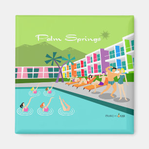 Retro Palm Springs Hotel 2 Zoll Quadrat Magnet