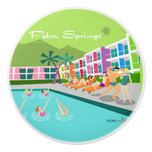 Retro Palm Springs Hotel Keramik Pull Keramikknauf