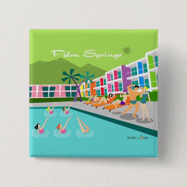 Retro-Palm-Springs-Hotel-Knopf Button (Vorderseite)