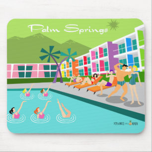 Retro Palm Springs Hotel-Mauspad Mousepad