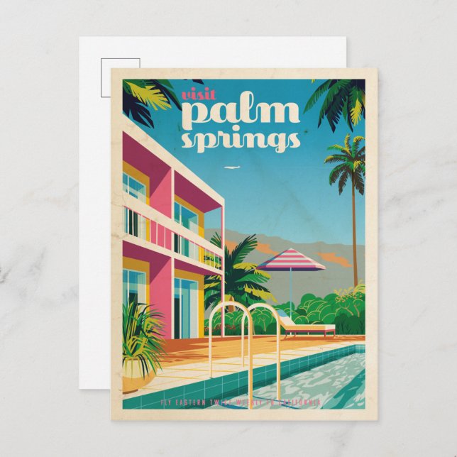Retro Palm Springs Hotel Postkarte (Vorne/Hinten)
