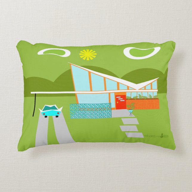 Retro Palm Springs House Accent Pillow Zierkissen (Vorderseite)