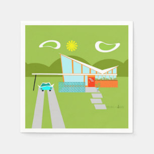 Retro Palm Springs House Cocktail Napkins Serviette