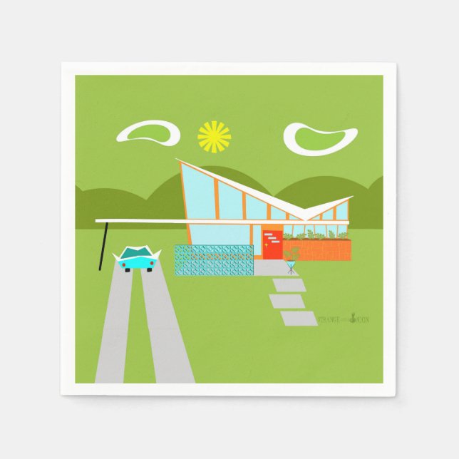 Retro Palm Springs House Cocktail Napkins Serviette (Vorderseite)