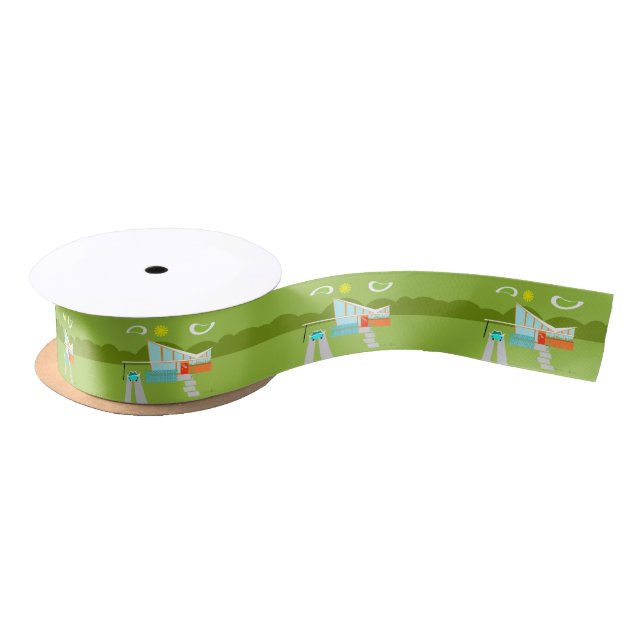 Retro Palm Springs House Satin Ribbon Satinband (Spule)