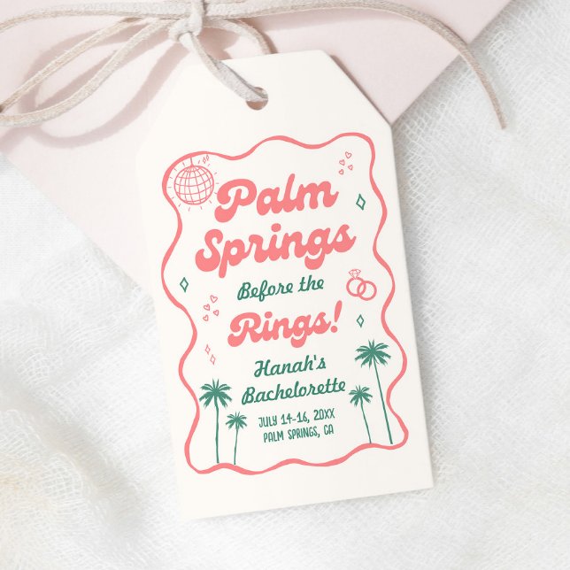 Retro Palm Springs Junggeselinnen-Abschied Geschenkanhänger (Von Creator hochgeladen)