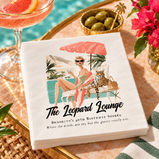 Retro Palm Springs Leopard Lounge Aquarell Serviette