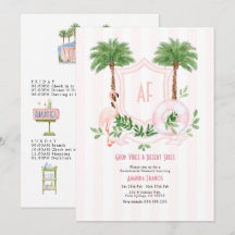 Retro Palm Springs Monogram Junggesellinnen-Abschi
