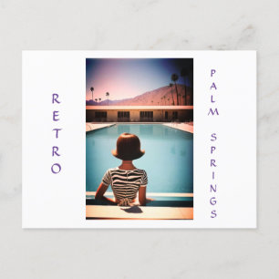 Retro Palm Springs Poolside Post Card personalisie Postkarte