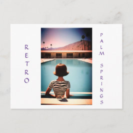 Retro Palm Springs Poolside Post Card personalisie Postkarte
