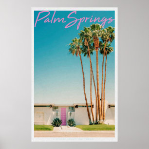 Retro Palm Springs rosa Tür Poster