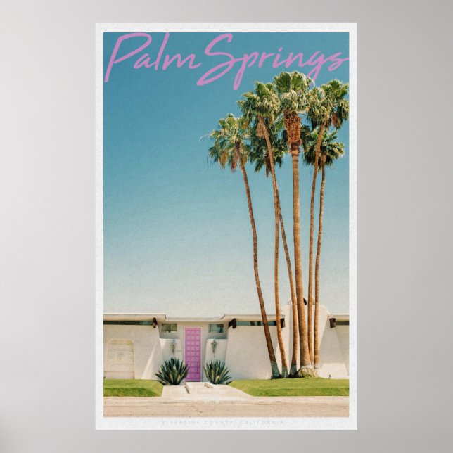 Retro Palm Springs rosa Tür Poster (Vorne)