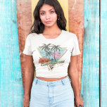 Retro Palm Tree and Beach Good Vibes T-Shirt<br><div class="desc">Retro Palm Tree and Beach Good Vibes T - Shirt</div>