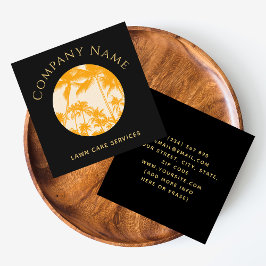 Retro Palm Tree Illustration Rasenpflege Landschaf Quadratische Visitenkarte