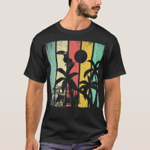 Retro Palm Trees Beach Sommerurlaub Eotic Bird T-Shirt