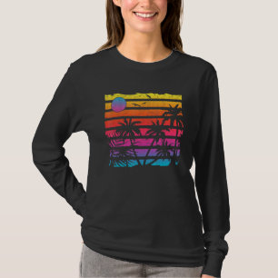 Retro Palm Trees Beach Sommerurlaub Exotic Bird T-Shirt