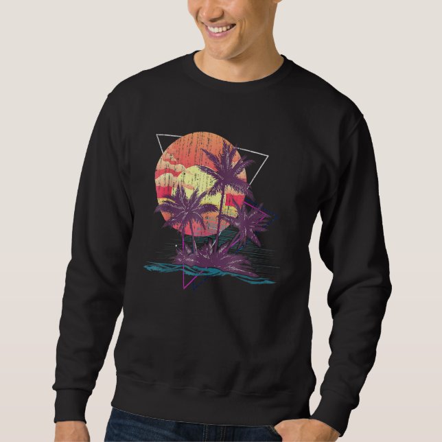 Retro Palm Trees Beach Sunset Tropical Summer Sweatshirt (Vorderseite)