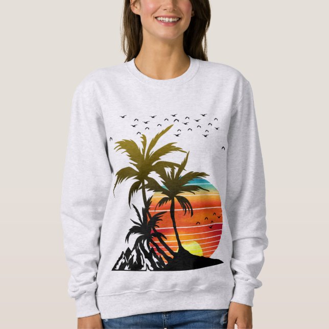 Retro Palm Trees Mountain Sunset T - Shirt (Vorderseite)