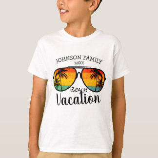 Retro Palm Trees Sonnenbrille Familienurlaub T-Shirt