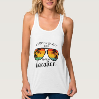 Retro Palm Trees Sonnenbrille Familienurlaub Tank Top