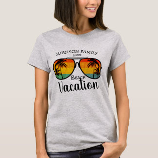 Retro-Palmbaum-Sonnenbrille-Familienurlaub T-Shirt