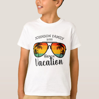 Retro-Palmbaum-Sonnenbrille-Familienurlaub T-Shirt