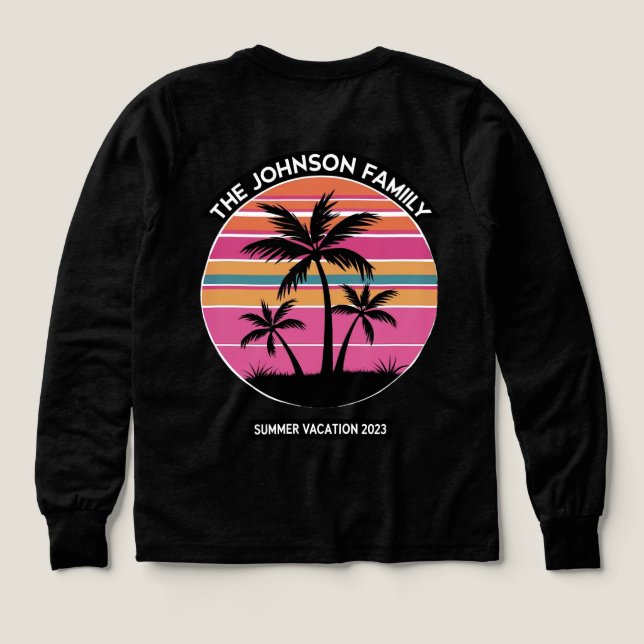 Retro Palme Sonnenuntergang - Familienurlaub 2023  (Design Rückseite)