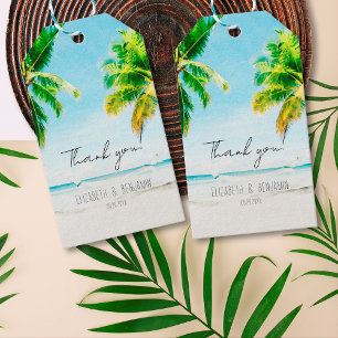 Retro Palmen Strand Tropische Hochzeits Danksagung Geschenkanhänger