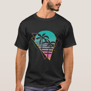 Retro Palmenbaum Dreieck Sonnenuntergang Ästhetik T-Shirt