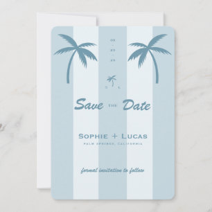 Retro Palmenbaum-Monogramm Tropische Strandhochzei Save The Date