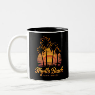 Retro-Palmenbaum-Sonnenuntergang South Carolina My Zweifarbige Tasse