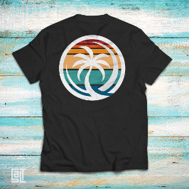 Retro-Palmenbaum-Sonnenuntergang-Welle-Tropischer- T-Shirt
