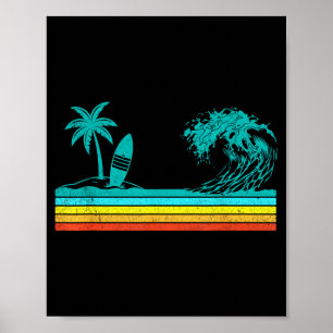 Retro Palmenbaum Tropischer Hawaiianischer Strand  Poster
