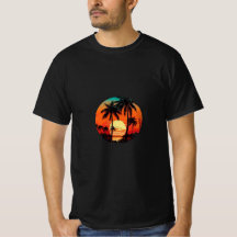 Retro-Palmsonnenuntergangs-Shirt – Vintage-Tropenf