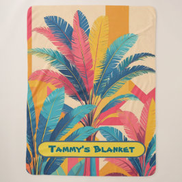 Retro-Palmwedel-Personalisierte Decke mit Namen  Sherpadecke