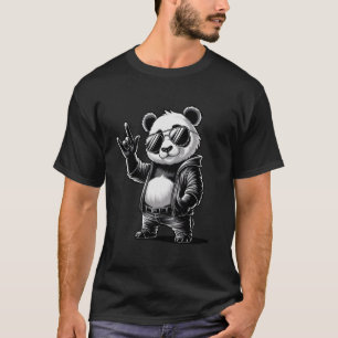 Retro-Panda-Bär-Rock-Musik-Männer-Kinder-Frauen-Sp T-Shirt