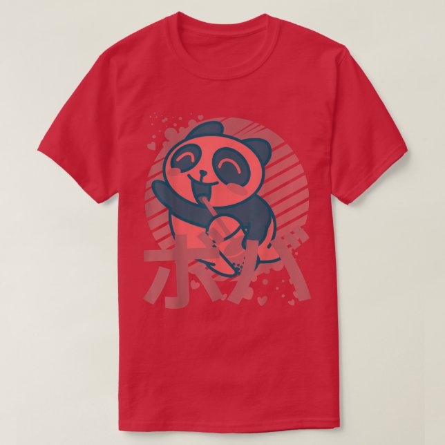 Retro Panda Boba Japanese Graphic  T-Shirt (Design vorne)