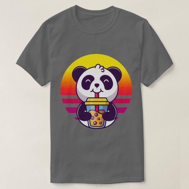 Retro Panda mit Niedlichem Panda aus Bubble Tee (Design vorne)