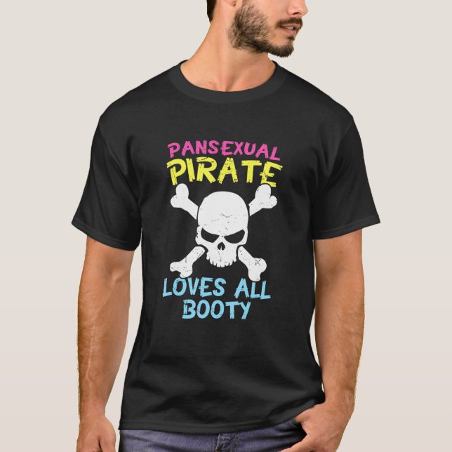 Retro Pansexual Pirate Lieben Alle Hintern Niedlic T-Shirt (Vorderseite)
