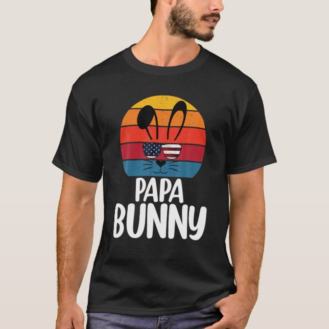 Retro Papa Bunny, Happy Oaster Daddy Bunny Matchin T-Shirt (Vorderseite)