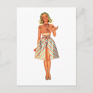 Retro-Papierpuppe Dame Postkarte