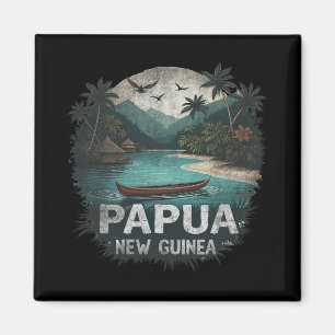 Retro Papua-Neuguinea-Landschaft Vintage-Souvenir  Magnet