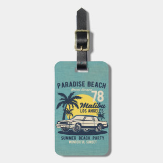 Retro-Paradies-Strandparty-Klassiker-Auto-Plakat Gepäckanhänger