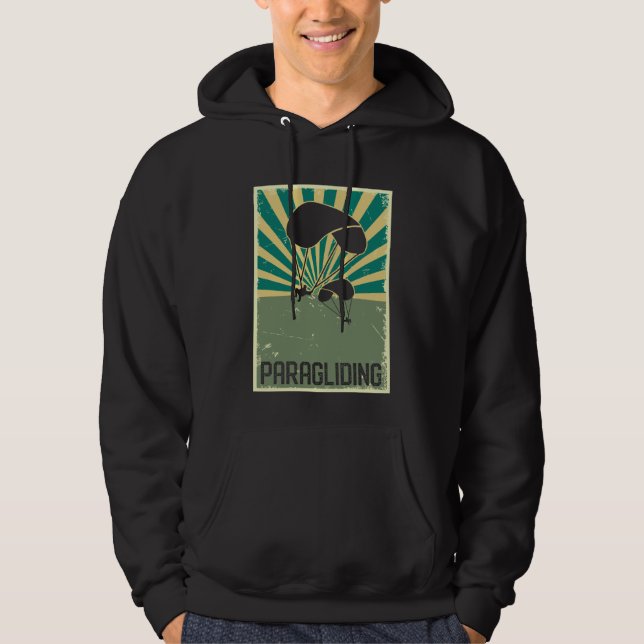Retro Paragliding Art Fliegen Hobby Paragliding Hoodie (Vorderseite)