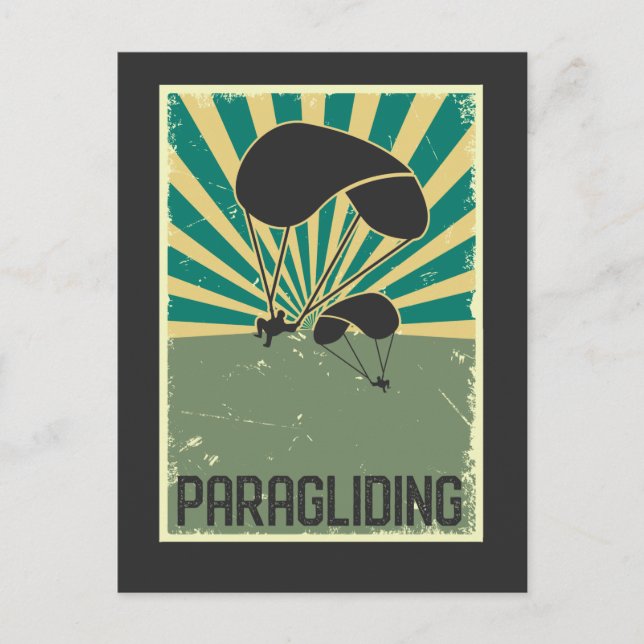 Retro Paragliding Art Flying Hobby Paraglider Postkarte (Vorderseite)