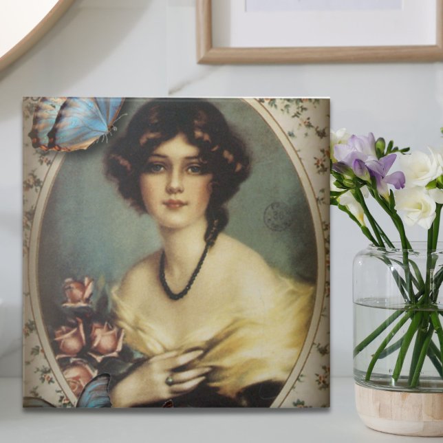 Retro-Pariser Mode viktorianisch Fliese (retro parisian fashion floral victorian ceramic tile)