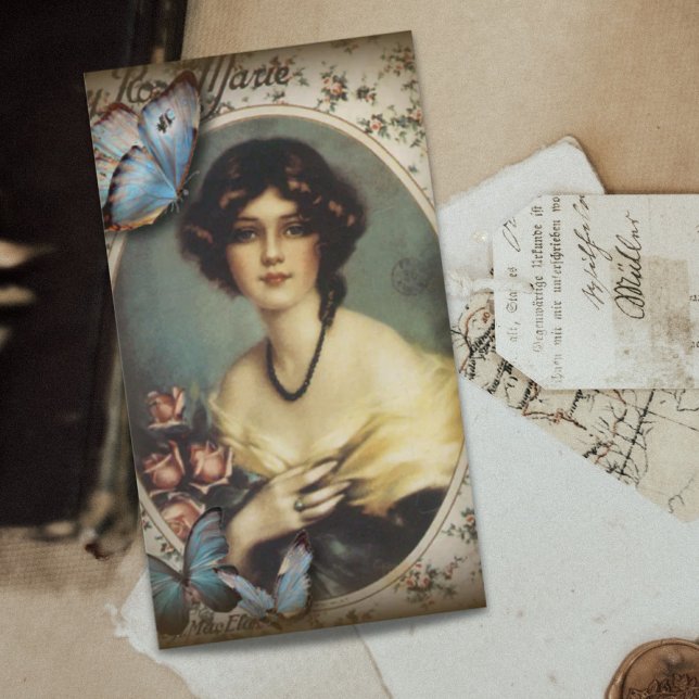 Retro-Pariser Mode viktorianisch Visitenkarte (retro parisian fashion floral victorian business card)