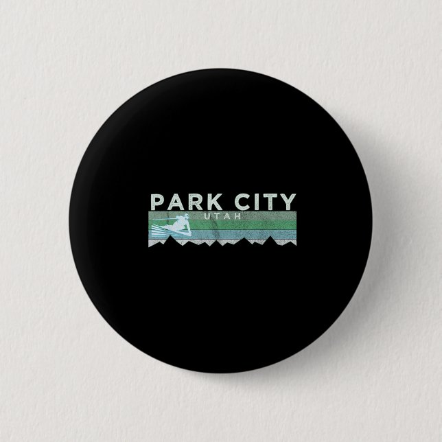 Retro Park City, Utah Skilanglauf Button (Vorderseite)