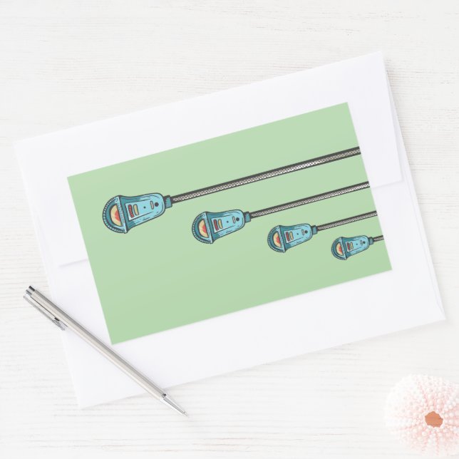 Retro parking meter rechteckiger aufkleber (Umschlag)